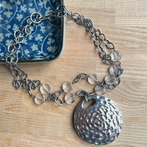 Simon Sebbag Sterling silver double strand chain necklace hammered silver